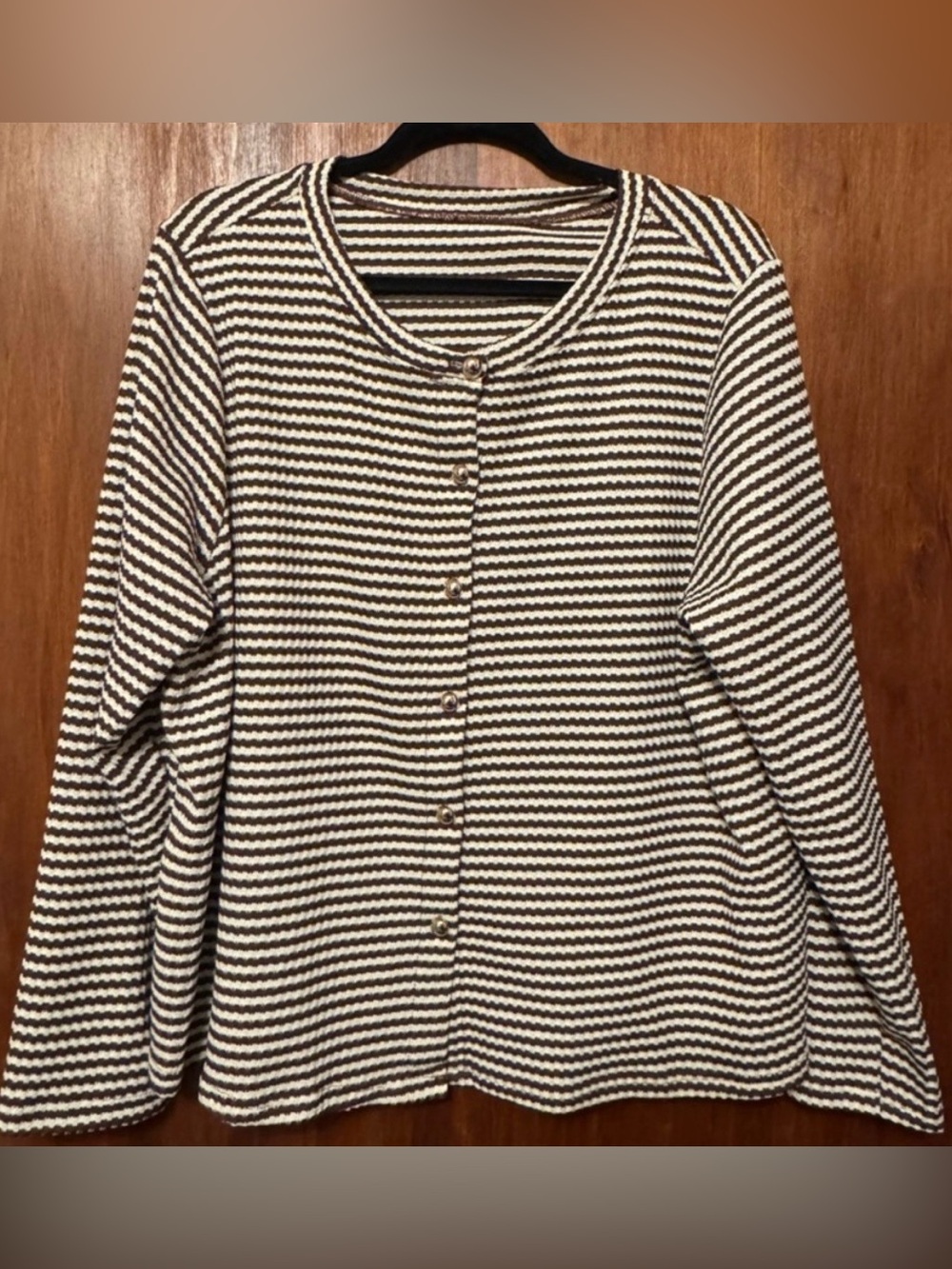 Women’s Plus Size Brown and Cream Button Up Cardigan - Size 3X